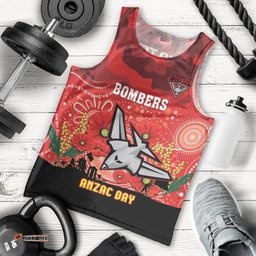 Custom Essendon Football ANZAC Men Tank Top Gallipoli Camouflage With Poppies