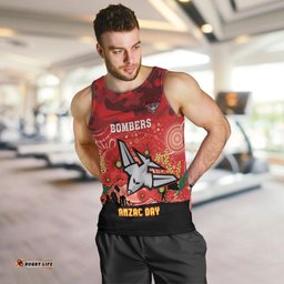 Custom Essendon Football ANZAC Men Tank Top Gallipoli Camouflage With Poppies