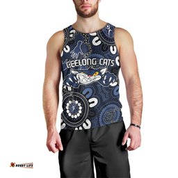 Custom Geelong Cats NAIDOC Week 2024 Men Tank Top Fire Burning Aboriginal Dots Art