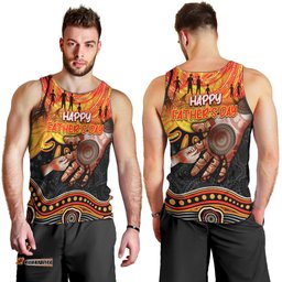 Personalised Happy Father's Day Men Tank Top Best Dad Australia Aboriginal