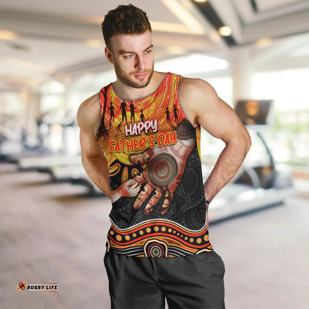Personalised Happy Father's Day Men Tank Top Best Dad Australia Aboriginal