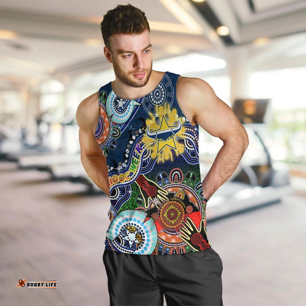 Personalised Cowboys NAIDOC Week 2024 Men Tank Top Australia Aboriginal Dot Painting
