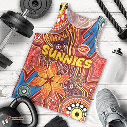 Personalised NAIDOC Week 2024 Gold Coast Suns Men Tank Top Australian Aboriginal Hand Painting