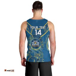 Custom NRL Eels NAIDOC Week Men Tank Top Keep The Fire Burning Indigenous Art