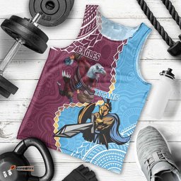 Personalised Eagles And Titans Rugby Men Tank Top Aboriginal Mix Polynesian Pattern