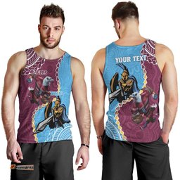 Personalised Eagles And Titans Rugby Men Tank Top Aboriginal Mix Polynesian Pattern