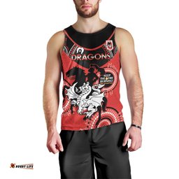 Custom NRL Dragons NAIDOC Week Men Tank Top Keep The Fire Burning Indigenous Art