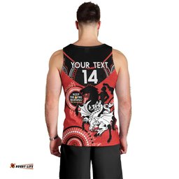 Custom NRL Dragons NAIDOC Week Men Tank Top Keep The Fire Burning Indigenous Art
