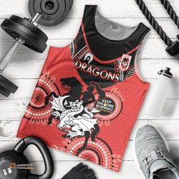 Custom NRL Dragons NAIDOC Week Men Tank Top Keep The Fire Burning Indigenous Art