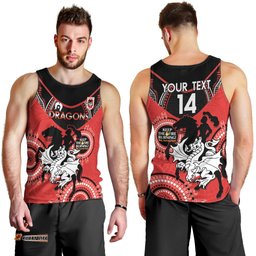 Custom NRL Dragons NAIDOC Week Men Tank Top Keep The Fire Burning Indigenous Art
