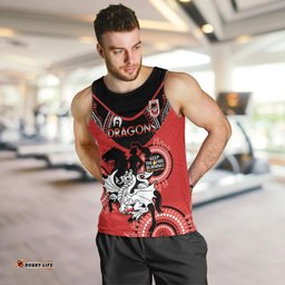 Custom NRL Dragons NAIDOC Week Men Tank Top Keep The Fire Burning Indigenous Art