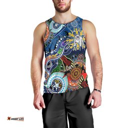 Personalised Bulldogs NAIDOC Week 2024 Men Tank Top Australia Aboriginal Dot Painting