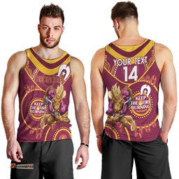 Custom NRL Broncos NAIDOC Week Men Tank Top Keep The Fire Burning Indigenous Art