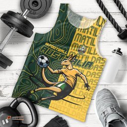 Personalised Matildas Mascot Men Tank Top Australia Football Topographic