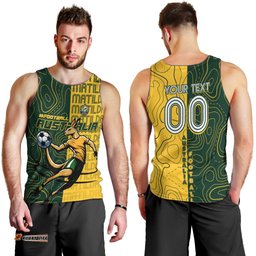 Personalised Matildas Mascot Men Tank Top Australia Football Topographic