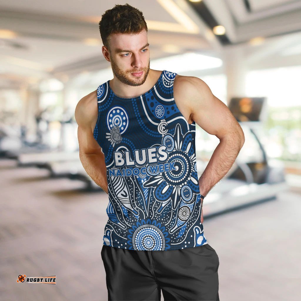 Personalised Blues NAIDOC Week 2024 Men Tank Top Aussie Aboriginal Art
