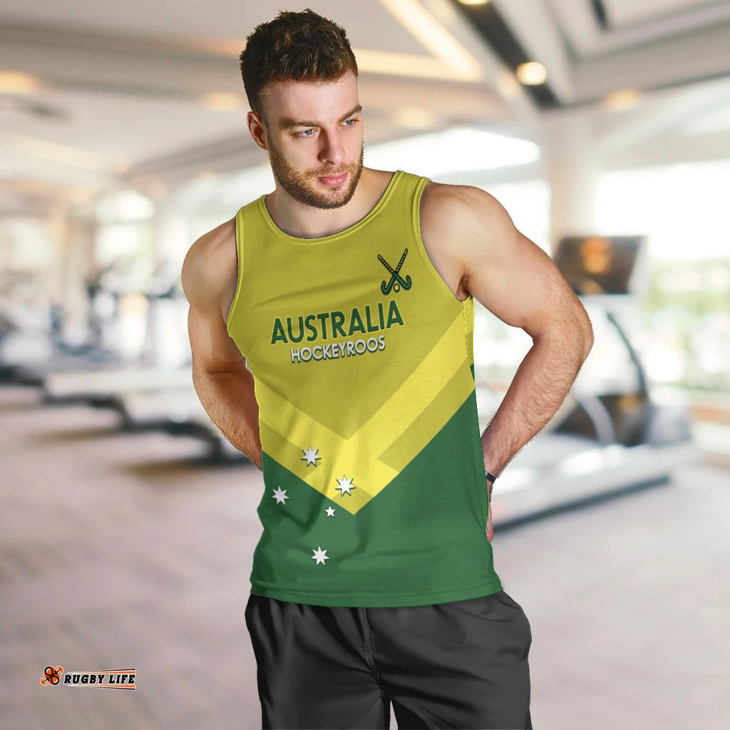 Custom Australia Field Hockey Men Tank Top Go Champions Hockeyroos National Color