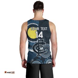 Custom AFL Carlton NAIDOC Week Men Tank Top Keep The Fire Burning Indigenous Art