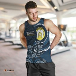 Custom AFL Carlton NAIDOC Week Men Tank Top Keep The Fire Burning Indigenous Art