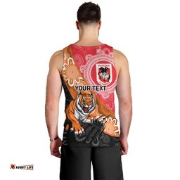 Personalised Dragons And Tigers Rugby Men Tank Top Aboriginal Art
