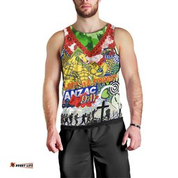 Personalised Eels ANZAC Day Men Tank Top Aboriginal Rising Sun