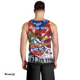 Personalised Roosters ANZAC Day Men Tank Top Aboriginal Rising Sun