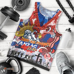 Personalised Roosters ANZAC Day Men Tank Top Aboriginal Rising Sun