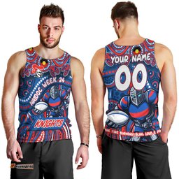 Custom Australia NAIDOC Week 2024 Men Tank Top Newcastle Knights Mascot Keep The Fire Burning