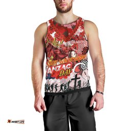 Personalised Dragons ANZAC Day Men Tank Top Aboriginal Rising Sun