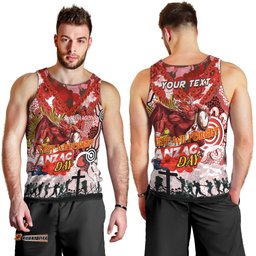 Personalised Dragons ANZAC Day Men Tank Top Aboriginal Rising Sun