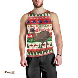 Australia Christmas Men Tank Top Aussie Emu Santa Merry Xmas