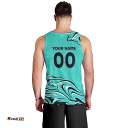 Personalised Australia Soccer Matildas Men Tank Top Kangaroo Tornado Turquoise