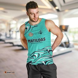Personalised Australia Soccer Matildas Men Tank Top Kangaroo Tornado Turquoise