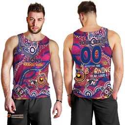 Custom NAIDOC Week 2024 Lions Men Tank Top Aboriginal Animals Keep The Fire Burning