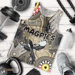 Personalised NAIDOC Week 2024 Collingwood Magpies Men Tank Top Australian Aboriginal Hand Painting