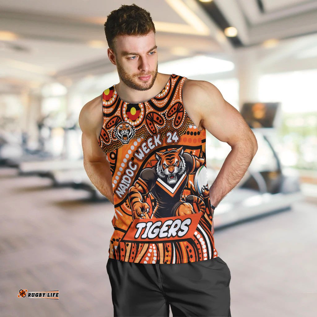 Custom Australia NAIDOC Week 2024 Men Tank Top Wests Tigers Mascot Keep The Fire Burning