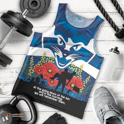 Custom Geelong Football ANZAC Men Tank Top Gallipoli Camouflage With Poppies