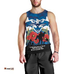 Custom Geelong Football ANZAC Men Tank Top Gallipoli Camouflage With Poppies