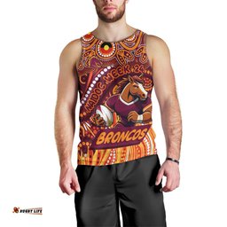 Custom Australia NAIDOC Week 2024 Men Tank Top Brisbane Broncos Mascot Keep The Fire Burning