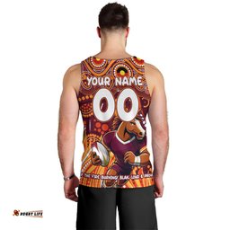 Custom Australia NAIDOC Week 2024 Men Tank Top Brisbane Broncos Mascot Keep The Fire Burning
