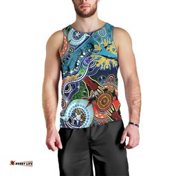 Personalised Sharks NAIDOC Week 2024 Men Tank Top Australia Aboriginal Dot Painting