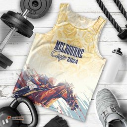 Melbourne Horse Racing Men Tank Top Yellow Rose Champion