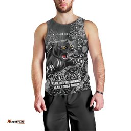 Personalised Panthers NAIDOC Week 2024 Men Tank Top Aboriginal Fire Burning Sparks