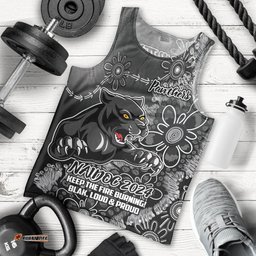 Personalised Panthers NAIDOC Week 2024 Men Tank Top Aboriginal Fire Burning Sparks