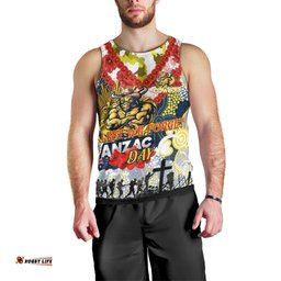 Personalised Cowboys ANZAC Day Men Tank Top Aboriginal Rising Sun