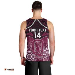 Custom QLD Maroons Rugby Men Tank Top Aboriginal Mix Polynesian Pattern