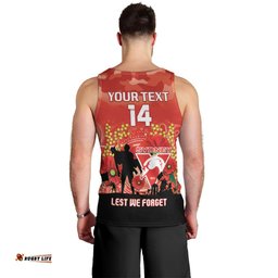 Custom Swans Football ANZAC Men Tank Top Gallipoli Camouflage With Poppies