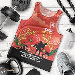 Custom Swans Football ANZAC Men Tank Top Gallipoli Camouflage With Poppies