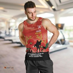 Custom Swans Football ANZAC Men Tank Top Gallipoli Camouflage With Poppies