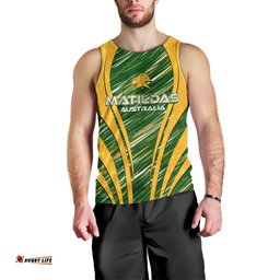 Personalised Australia Matildas Men Tank Top Abstract Line